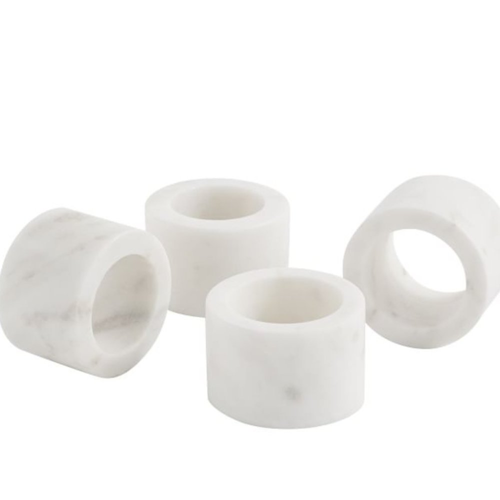 🆕 Pottery Barn White Marble Napkin Rings - Picture 2 of 3